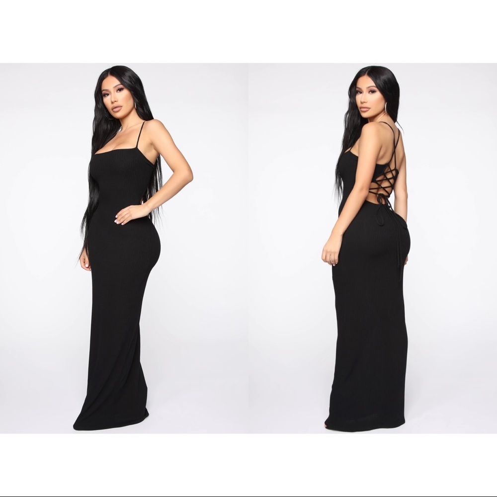 You Can Unravel Me Ribbed Maxi Dress - Black